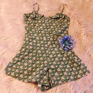 Lulu’s Moon Collection Floral Green Romper S